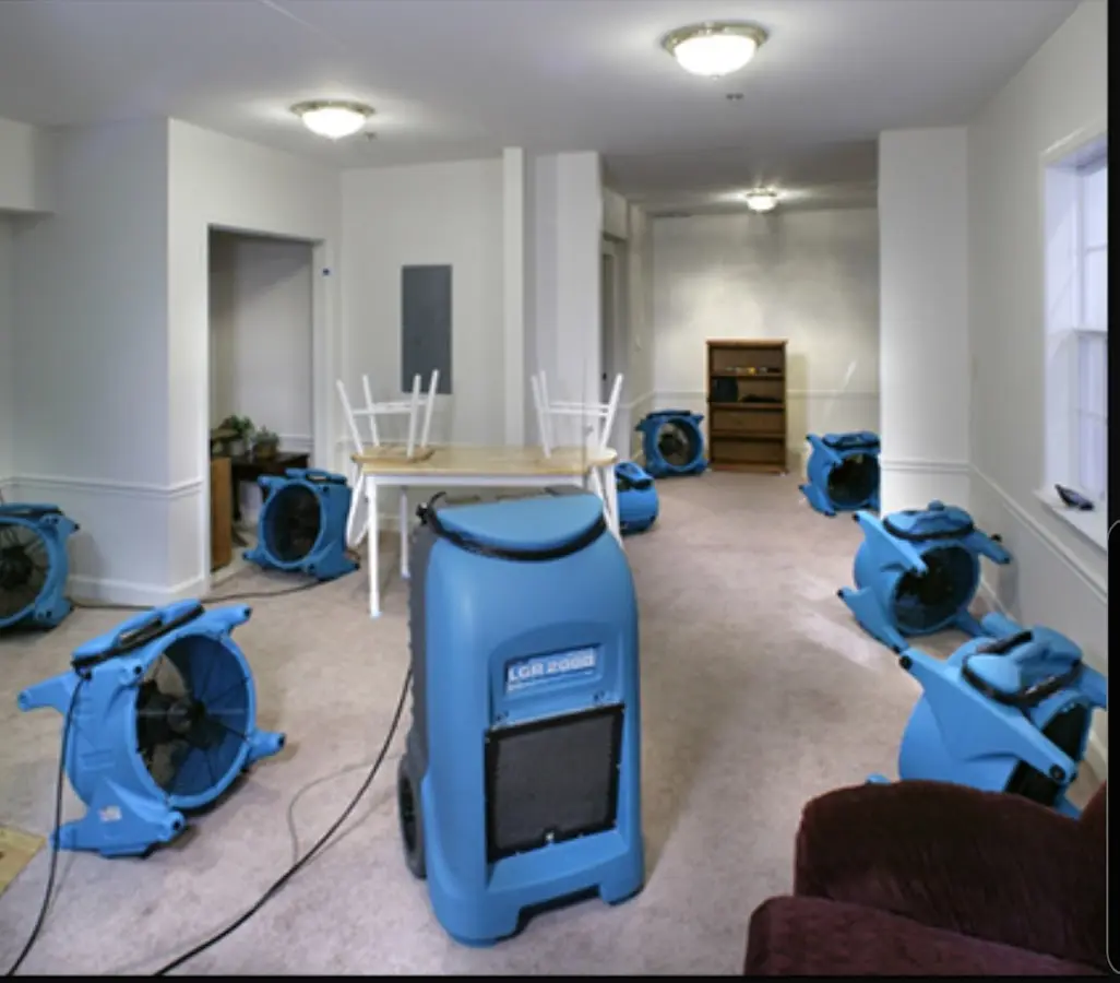 Air movers and dehumidifier setup for Water Extraction & Removal in Highland Park